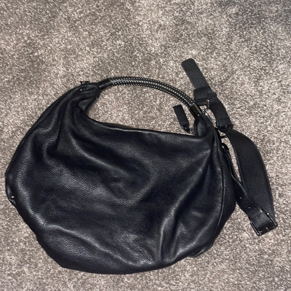 Black leather Kenneth Cole New York shoulder bag
